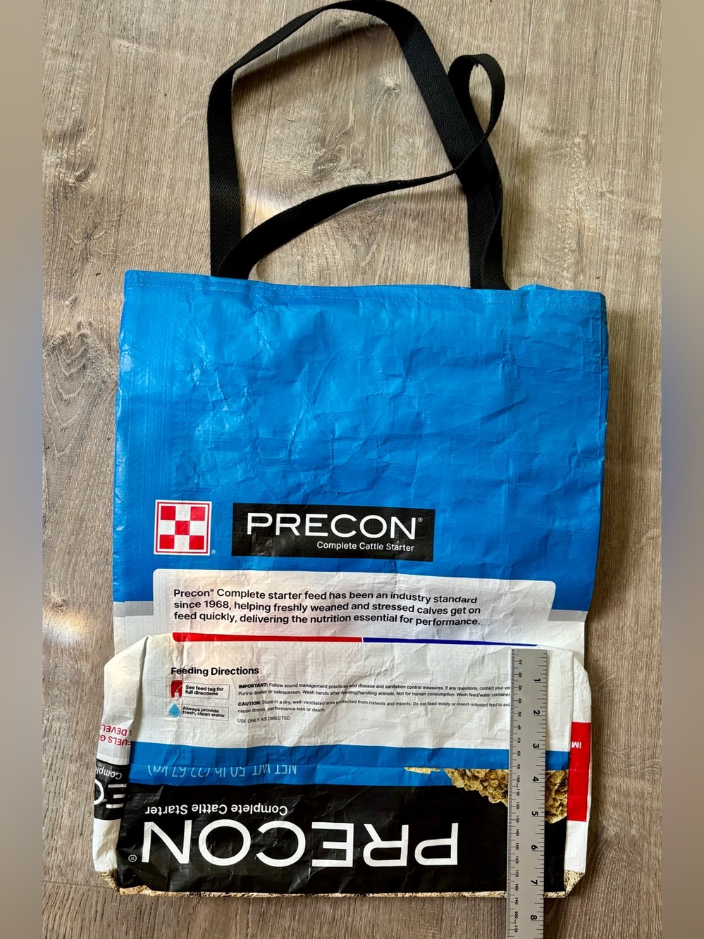 Repurposed Purina “Precon” Cow Print Tote Bag - Picture 4 of 5